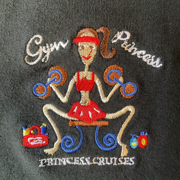 Princess Cruises Women Hoodie Jacket L Black Gym Princess Embroidery Full Zip - Picture 3 of 9